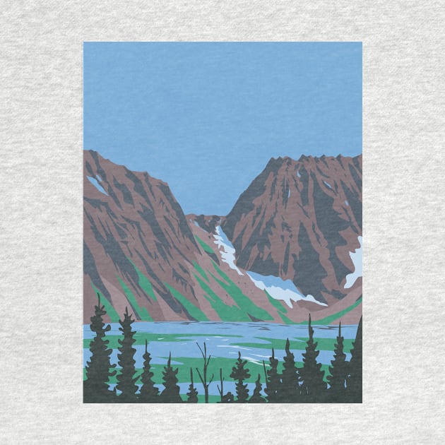 Aasgard Pass or Colchuck Pass in Alpine Lakes Wilderness Area Washington State WPA Poster Art by retrovectors